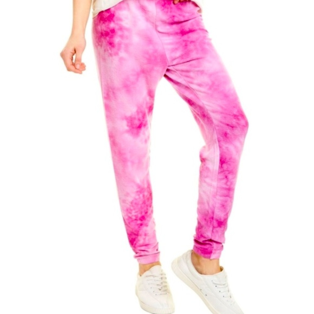 NWT Wildfox Sweatpants Knox Fleece Joggers Love Potion Barbie Pink Tie Dye